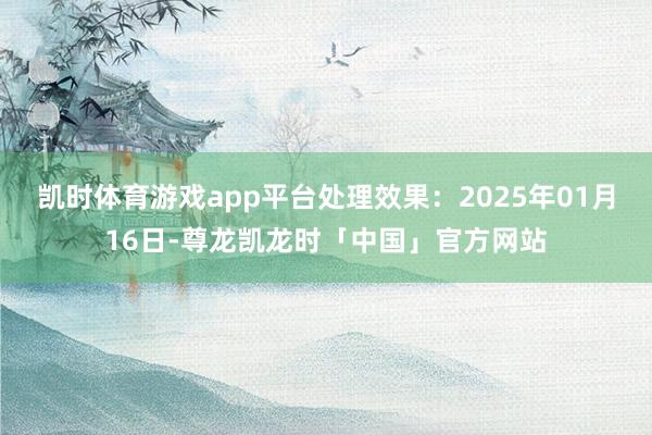 凯时体育游戏app平台处理效果:2025年01月16日-尊龙凯龙时「中国」官方网站