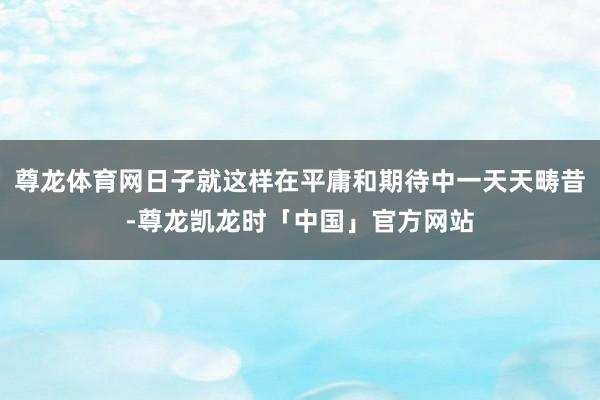 尊龙体育网日子就这样在平庸和期待中一天天畴昔-尊龙凯龙时「中国」官方网站