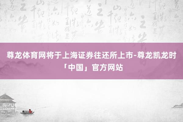 尊龙体育网将于上海证券往还所上市-尊龙凯龙时「中国」官方网站