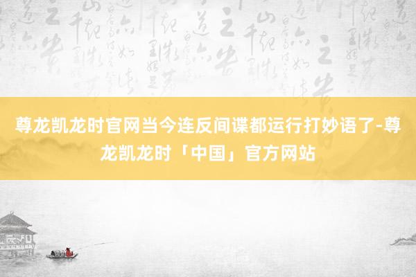 尊龙凯龙时官网当今连反间谍都运行打妙语了-尊龙凯龙时「中国」官方网站