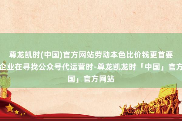 尊龙凯时(中国)官方网站劳动本色比价钱更首要好多企业在寻找公众号代运营时-尊龙凯龙时「中国」官方网站