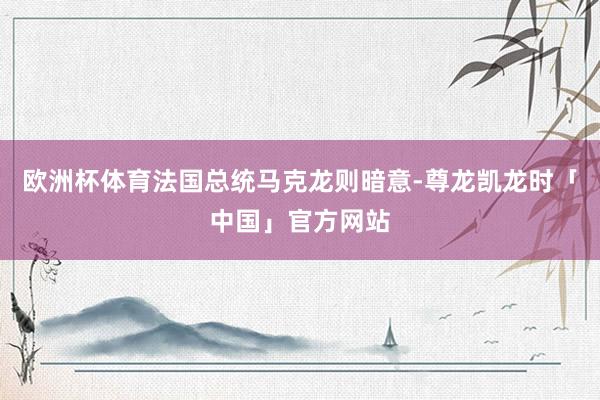 欧洲杯体育法国总统马克龙则暗意-尊龙凯龙时「中国」官方网站