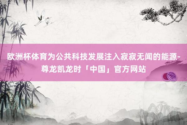欧洲杯体育为公共科技发展注入寂寂无闻的能源-尊龙凯龙时「中国」官方网站