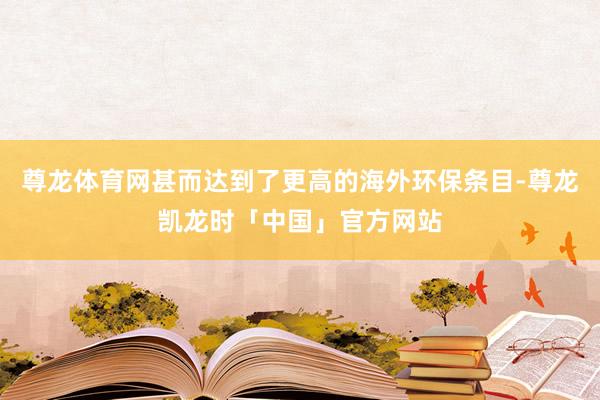 尊龙体育网甚而达到了更高的海外环保条目-尊龙凯龙时「中国」官方网站