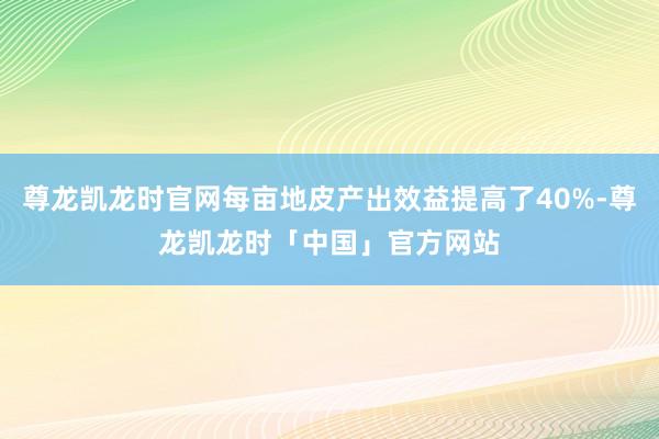 尊龙凯龙时官网每亩地皮产出效益提高了40%-尊龙凯龙时「中国」官方网站