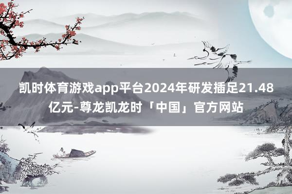凯时体育游戏app平台2024年研发插足21.48亿元-尊龙凯龙时「中国」官方网站
