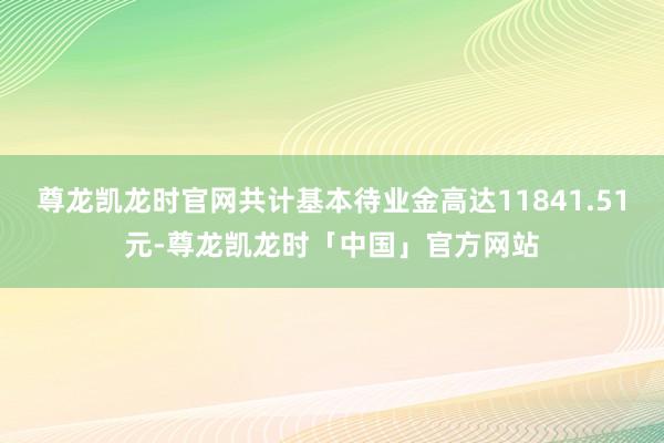 尊龙凯龙时官网共计基本待业金高达11841.51元-尊龙凯龙时「中国」官方网站